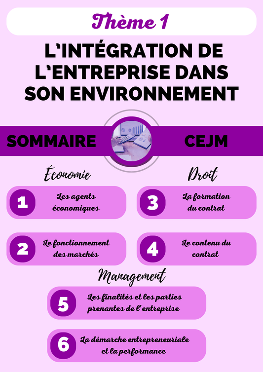 Fiches de révision Culture Économique Juridique et Managériale Thème 1